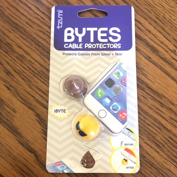 Bytes Cable Protector 2 PK Sunglasses/Poop Emoji - Picture 1 of 6